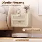Juego de 2 Mesitas de Noche Flotantes con 2 Cajones con Frente de Ratán Natural para Dormitorio 40x30x27,6 cm Roble Juego de 2 Mesitas de Noche Flotantes con 2 Cajones con Frente de Ratán Natural para Dormitorio 40x30x27,6 cm Roble