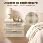 Juego de 2 Mesitas de Noche Flotantes con 2 Cajones con Frente de Ratán Natural para Dormitorio 40x30x27,6 cm Roble Juego de 2 Mesitas de Noche Flotantes con 2 Cajones con Frente de Ratán Natural para Dormitorio 40x30x27,6 cm Roble