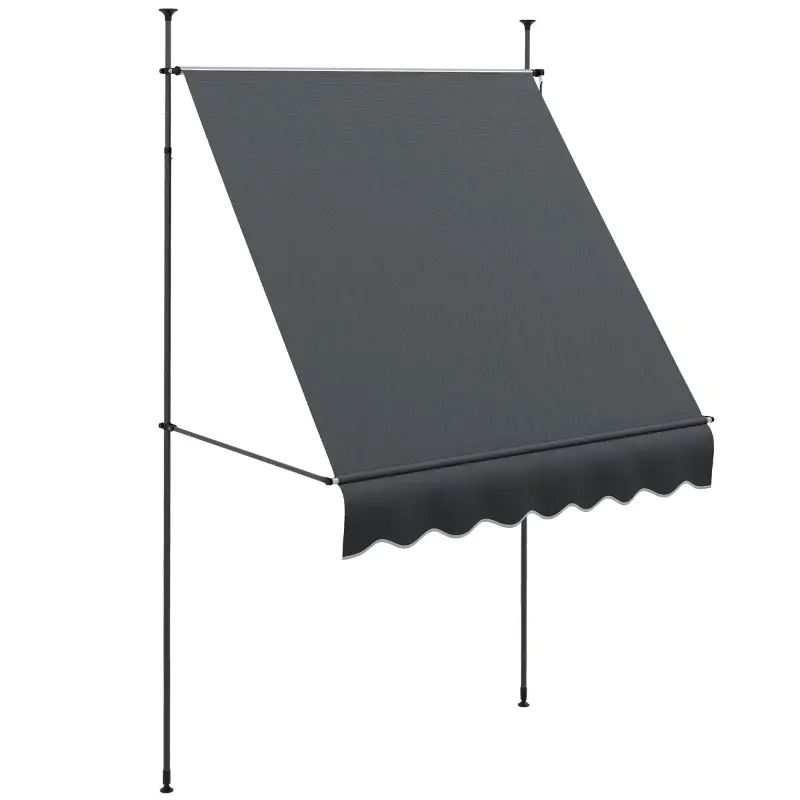 Toldo Manual Retráctil con Manivela 200x120x210-300 cm con Altura Ajustable Impermeable y Anti-UV Gris Oscuro