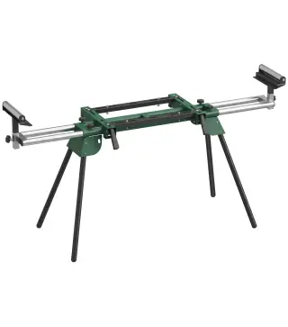 Soporte de Sierra Ingletadora Plegable Universal con 2 Rodillos de Apoyo Altura y Ancho Ajustable Carga 200 kg Verde