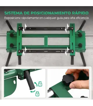 Soporte de Sierra Ingletadora Plegable Universal con 2 Rodillos de Apoyo Altura y Ancho Ajustable Carga 200 kg Verde
