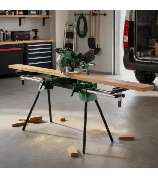 Soporte de Sierra Ingletadora Plegable Universal con 2 Rodillos de Apoyo Altura y Ancho Ajustable Carga 200 kg Verde