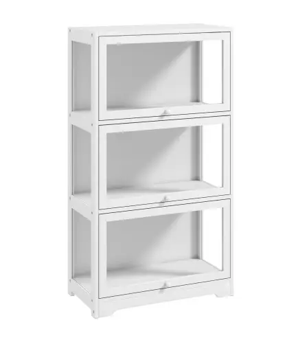 Vitrina Expositora para Colecciones de 3 Niveles con Puertas Abatibles de Acrílico para Figuras 59x30x106 cm Blanco