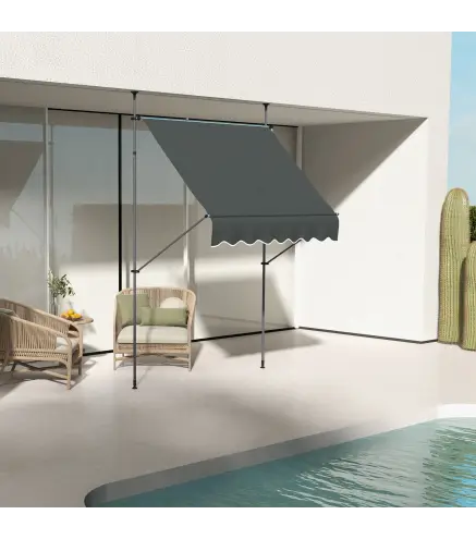 Toldo Manual Retráctil con Manivela 200x120x210-300 cm con Altura Ajustable Impermeable y Anti-UV Gris Oscuro