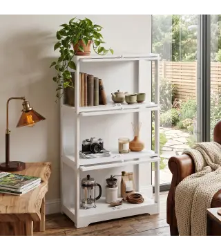 Vitrina Expositora para Colecciones de 3 Niveles con Puertas Abatibles de Acrílico para Figuras 59x30x106 cm Blanco