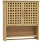 Armario de Baño de Pared de Bambú con 2 Puertas de Celosía Estante Abierto y Estante Ajustable Natural Armario de Baño de Pared de Bambú con 2 Puertas de Celosía Estante Abierto y Estante Ajustable Natural