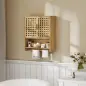 Armario de Baño de Pared de Bambú con 2 Puertas de Celosía Estante Abierto y Estante Ajustable Natural Armario de Baño de Pared de Bambú con 2 Puertas de Celosía Estante Abierto y Estante Ajustable Natural