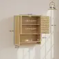 Armario de Baño de Pared de Bambú con 2 Puertas de Celosía Estante Abierto y Estante Ajustable Natural Armario de Baño de Pared de Bambú con 2 Puertas de Celosía Estante Abierto y Estante Ajustable Natural
