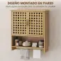 Armario de Baño de Pared de Bambú con 2 Puertas de Celosía Estante Abierto y Estante Ajustable Natural Armario de Baño de Pared de Bambú con 2 Puertas de Celosía Estante Abierto y Estante Ajustable Natural