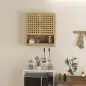 Armario de Baño de Pared de Bambú con 2 Puertas de Celosía Estante Abierto y Estante Ajustable Natural Armario de Baño de Pared de Bambú con 2 Puertas de Celosía Estante Abierto y Estante Ajustable Natural