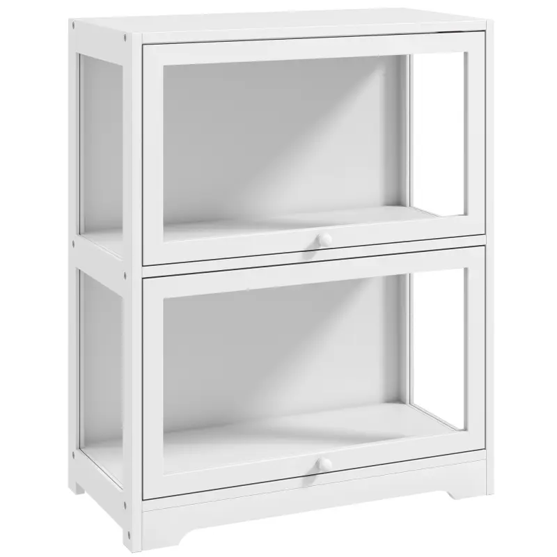 Vitrina Expositora para Colecciones de 2 Niveles con Puertas Abatibles de Acrílico para Figuras 59,5x30x73 cm Blanco Vitrina Expositora para Colecciones de 2 Niveles con Puertas Abatibles de Acrílico para Figuras 59,5x30x73 cm Blanco
