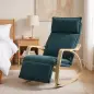 Silla Mecedora con Reposapiés Ajustable en 5 Posiciones Reposabrazos de Madera Acolchado Doble Capa Verde Oscuro Silla Mecedora con Reposapiés Ajustable en 5 Posiciones Reposabrazos de Madera Acolchado Doble Capa Verde Oscuro