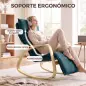 Silla Mecedora con Reposapiés Ajustable en 5 Posiciones Reposabrazos de Madera Acolchado Doble Capa Verde Oscuro Silla Mecedora con Reposapiés Ajustable en 5 Posiciones Reposabrazos de Madera Acolchado Doble Capa Verde Oscuro