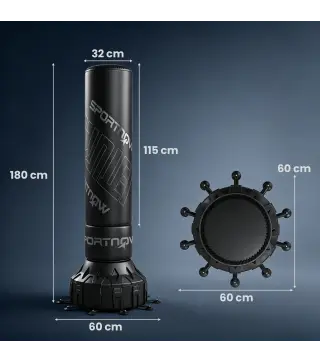 Saco de Boxeo de Pie para Adultos 180 cm con Absorción de Impactos Guantes Base Rellenable de Arena 120 kg o Agua 70 kg