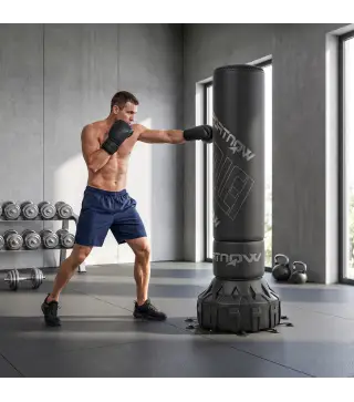 Saco de Boxeo de Pie para Adultos 180 cm con Absorción de Impactos Guantes Base Rellenable de Arena 120 kg o Agua 70 kg