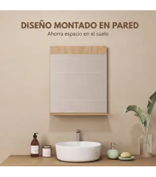 Espejo de Baño de Pared con Estante Abierto Espejo para Entrada Pasillo 50x12x60 cm Roble