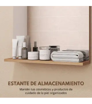 Espejo de Baño de Pared con Estante Abierto Espejo para Entrada Pasillo 50x12x60 cm Roble
