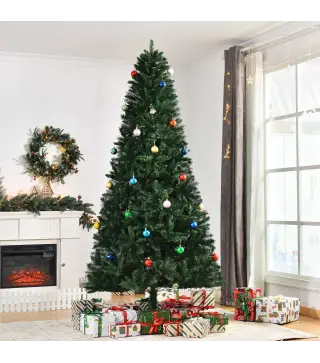 Árbol de Navidad Artificial 240 cm con 1499 Ramas con 2 Tipos de Puntas Decoración Navideña de Interior Verde