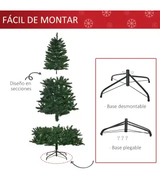 Árbol de Navidad Artificial 240 cm con 1499 Ramas con 2 Tipos de Puntas Decoración Navideña de Interior Verde