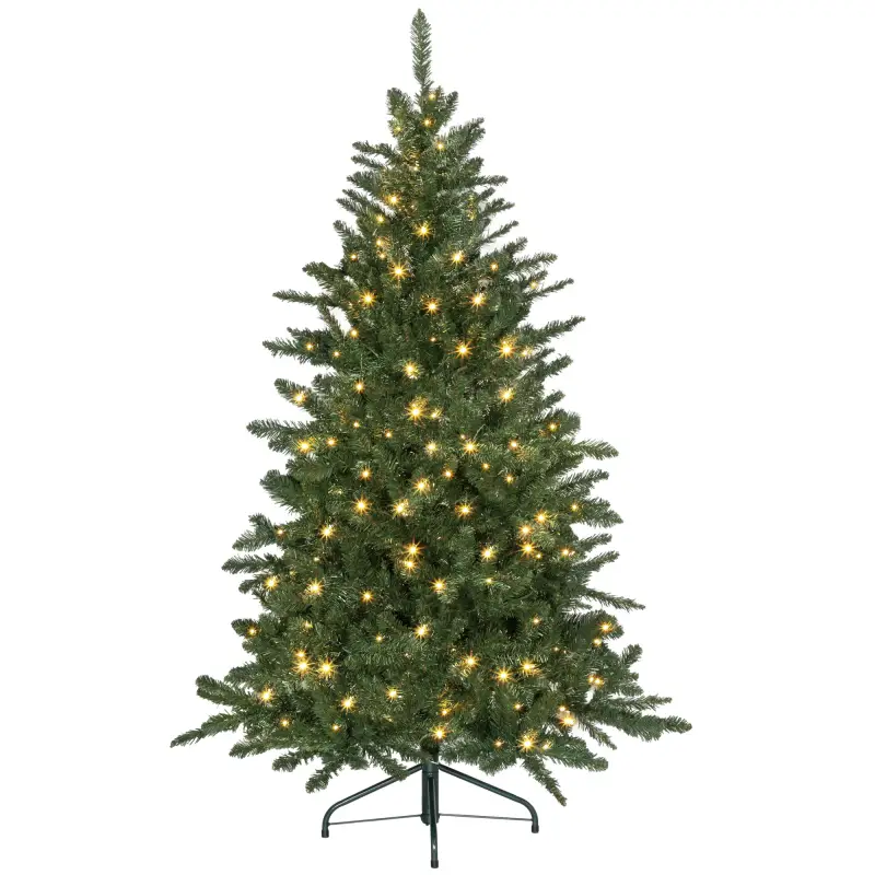 Árbol de Navidad Artificial 150 cm con 220 Luces LED 588 Ramas y Patas de Metal Árbol Navideño para Interior Verde Árbol de Navidad Artificial 150 cm con 220 Luces LED 588 Ramas y Patas de Metal Árbol Navideño para Interior Verde