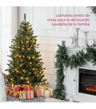 Árbol de Navidad Artificial 150 cm con 220 Luces LED 588 Ramas y Patas de Metal Árbol Navideño para Interior Verde