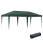 Cenador de Jardín 6x3 m Gazebo con Altura Ajustable en 3 Niveles Bolsa de Transporte Marco de Acero Anti-UV Verde