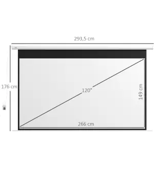 Pantalla de Proyección motorizada 120 pulgadas 16:9 4K HD montaje en pared o techo con control remoto 293,5x8x176 cm