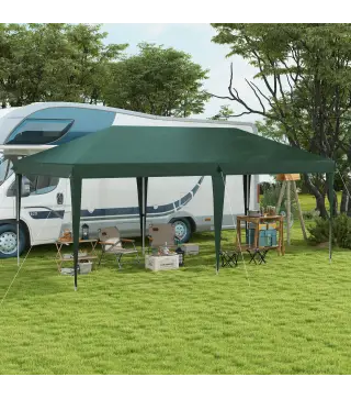 Cenador de Jardín 6x3 m Gazebo con Altura Ajustable en 3 Niveles Bolsa de Transporte Marco de Acero Anti-UV Verde