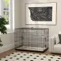 Jaula para Perros Plegable con Cojín Puertas Bandeja Extraíble y Marco de Alambre Metálico 106x71,5x76 cm Negro y Beige