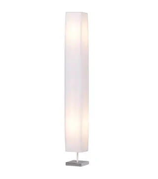 Lámpara de Pie con 2 Casquillos E27 Pantalla de Tela Interruptor de Pedal Base de Acero Inoxidable Blanco