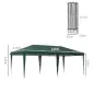 Cenador de Jardín 6x3 m Gazebo con Altura Ajustable en 3 Niveles Bolsa de Transporte Marco de Acero Anti-UV Verde