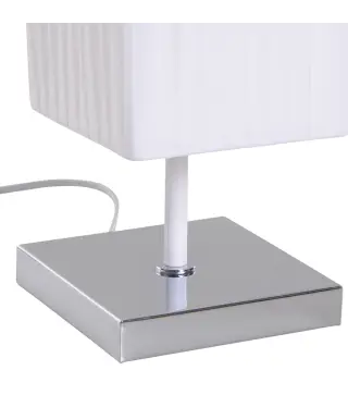 Lámpara de Pie con 2 Casquillos E27 Pantalla de Tela Interruptor de Pedal Base de Acero Inoxidable Blanco