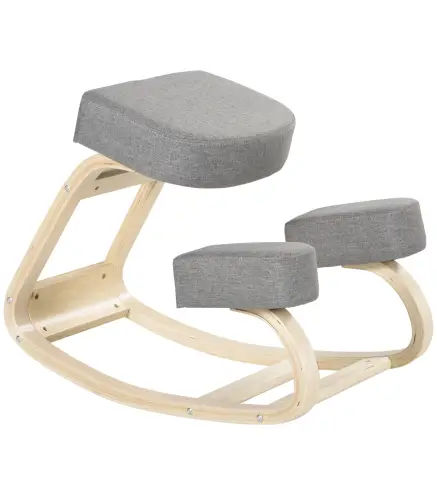 Silla Ergonómica de Rodillas con Cojines Acolchados Marco de Madera para una Mejor Postura Oficina Gris