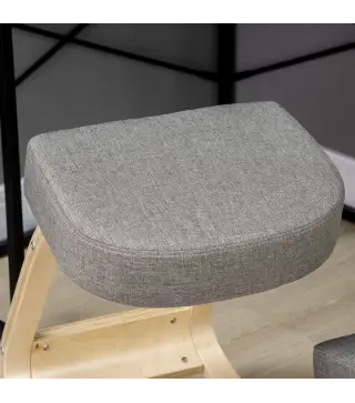 Silla Ergonómica de Rodillas con Cojines Acolchados Marco de Madera para una Mejor Postura Oficina Gris