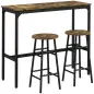 Conjunto Mesa Alta de Cocina con 2 Taburetes Marco de Acero Estilo Industrial Mesa Alta para Comedor Marrón Rústico Conjunto Mesa Alta de Cocina con 2 Taburetes Marco de Acero Estilo Industrial Mesa Alta para Comedor Marrón Rústico