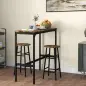 Conjunto Mesa Alta de Cocina con 2 Taburetes Marco de Acero Estilo Industrial Mesa Alta para Comedor Marrón Rústico Conjunto Mesa Alta de Cocina con 2 Taburetes Marco de Acero Estilo Industrial Mesa Alta para Comedor Marrón Rústico