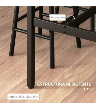 Conjunto Mesa Alta de Cocina con 2 Taburetes Marco de Acero Estilo Industrial Mesa Alta para Comedor Marrón Rústico