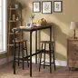 Conjunto Mesa Alta de Cocina con 2 Taburetes Marco de Acero Estilo Industrial Mesa Alta para Comedor Marrón Rústico Conjunto Mesa Alta de Cocina con 2 Taburetes Marco de Acero Estilo Industrial Mesa Alta para Comedor Marrón Rústico