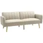 Sofá Cama de 2 Plazas Tapizado en Lino Sintético con Respaldo Ajustable y Reposabrazos Desmontables 173x75x73 cm Beige