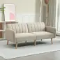 Sofá Cama de 2 Plazas Tapizado en Lino Sintético con Respaldo Ajustable y Reposabrazos Desmontables 173x75x73 cm Beige