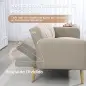 Sofá Cama de 2 Plazas Tapizado en Lino Sintético con Respaldo Ajustable y Reposabrazos Desmontables 173x75x73 cm Beige