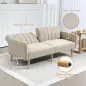 Sofá Cama de 2 Plazas Tapizado en Lino Sintético con Respaldo Ajustable y Reposabrazos Desmontables 173x75x73 cm Beige