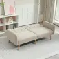 Sofá Cama de 2 Plazas Tapizado en Lino Sintético con Respaldo Ajustable y Reposabrazos Desmontables 173x75x73 cm Beige
