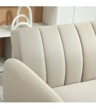 Sofá Cama de 2 Plazas Tapizado en Lino Sintético con Respaldo Ajustable y Reposabrazos Desmontables 173x75x73 cm Beige