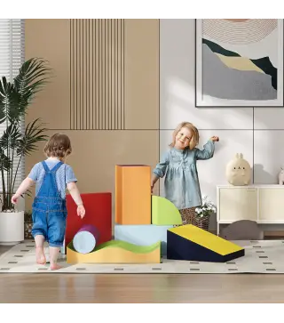 Juego de 7 Bloques de Espuma para Niños 1-3 Años Bloques Psicomotricidad Juguetes de Construcción 60x40x11 cm Multicolor