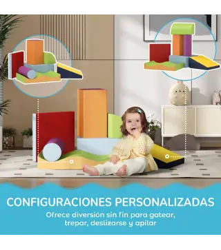 Juego de 7 Bloques de Espuma para Niños 1-3 Años Bloques Psicomotricidad Juguetes de Construcción 60x40x11 cm Multicolor