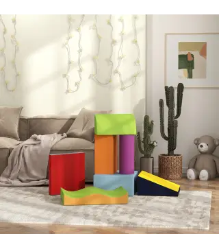 Juego de 7 Bloques de Espuma para Niños 1-3 Años Bloques Psicomotricidad Juguetes de Construcción 60x40x11 cm Multicolor