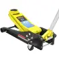 Gato Hidráulico para Coche 3 T Altura de Elevación 75-505 mm con Bomba de Doble Pistón Ruedas y Mango de Aluminio Amarillo