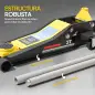 Gato Hidráulico para Coche 3 T Altura de Elevación 75-505 mm con Bomba de Doble Pistón Ruedas y Mango de Aluminio Amarillo