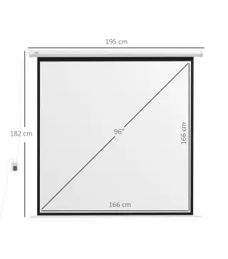 Pantalla de Proyección Formato 1:1 Control Remoto 172x172 cm (96 Pulgadas) Blanco
